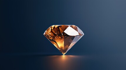Poster - Undefeated Concept, Glowing Abstract Symbol of Unbreakable Diamond with Reflected Light and Textured Facets