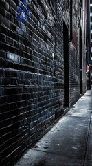 Leinwandbilder - Deep charcoal gray brick wall with metallic hints creates an industrial atmosphere in an urban setting