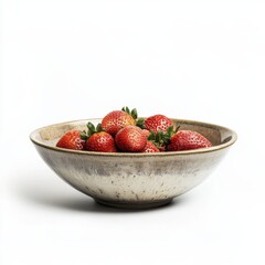 Poster - Ceramic bowl filled with fresh strawberries displayed against a clean white background