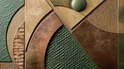 Poster - Intricate designs come to life through various textures and earthy tones, showcasing a captivating arrangement of geometric shapes. The natural palette evokes a sense of warmth and balance