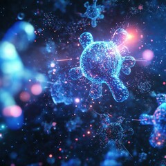 Leinwandbilder - Visualization of antibodies engaging pathogens in a dynamic immune response within the human body. Generative AI