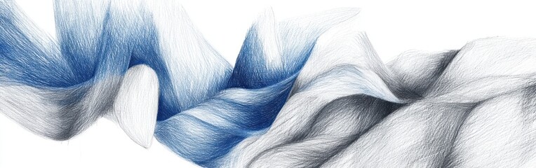 Poster - Elegant pencil strokes create a flowing abstract composition with blue and white hues
