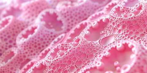 Poster - Digital Render of Interconnected Pink Bubble Structures