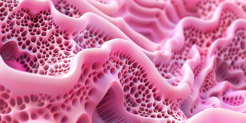 Poster - three-dimensional pink porous surface with undulating texture