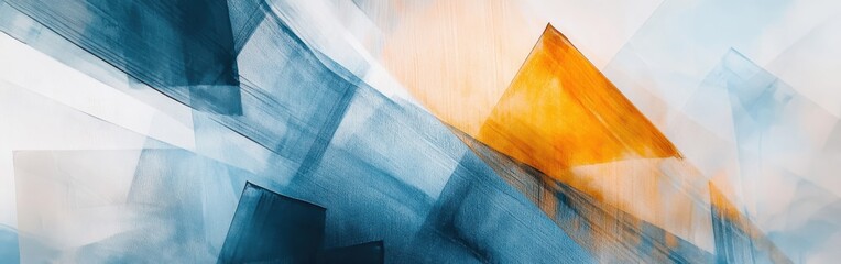 Poster - Abstract pencil strokes create dynamic composition with vibrant orange and blue shades