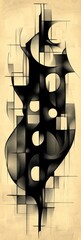 Poster - Abstract Cubist Composition in Sepia Tones: Geometric Forms and Shadows Dance on a Beige Canvas