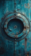 Poster - Tarnished metal plate reveals details of corrosion on an industrial tank in an outdoor setting