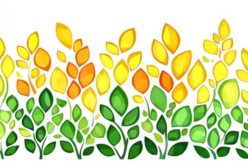 Poster - Vibrant Summer Floral Border Design with Yellow and Green Leaves
