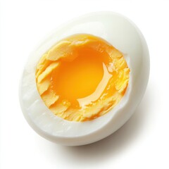 Aufkleber - Smooth, creamy boiled egg with shell removed for breakfast or snack enjoyment on a clean white surface
