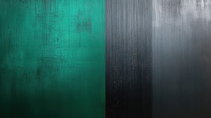 Poster - Scratched steel surface with a gradient of deep green and dark gray hues creates a striking visual contrast