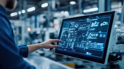 Wall Mural - Closeup on a digital touchscreen interface showing a realtime order queue with a clear display of incoming requests demonstrating how microfactories monitor and respond to customer
