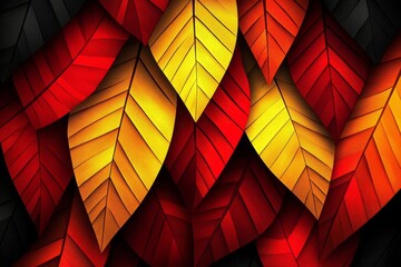Poster - Autumnal Leaves Abstract Background: Red and Gold Foliage