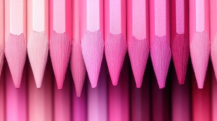 Poster - Pencil strokes exhibit a smooth gradient transitioning from light to dark pink shades in a delightful arrangement