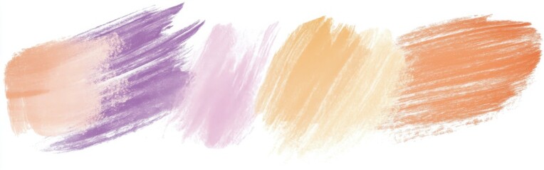 Poster - Soft pencil strokes create a calming abstract background with pastel hues of purple, yellow, and orange blending harmoniously