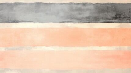 Aufkleber - Soft peach and gray horizontal stripes create a serene and modern atmosphere in a minimalist space