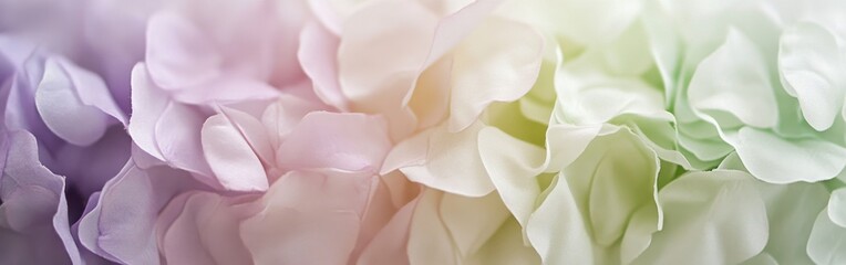 Poster - Soft gradient of pastel flower petals in a gentle transition from muted lavender to pale green