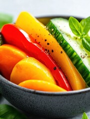 Canvas Print - Fresh vegetable salad with peppers cucumber tomato slices