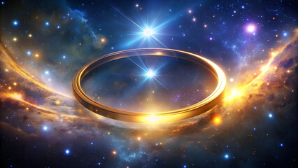 Wall Mural - Golden Ring of Light with Rotating Starlight. Perfect for: Sacred Geometry Exhibits, Visionary Art Shows, Holistic Events