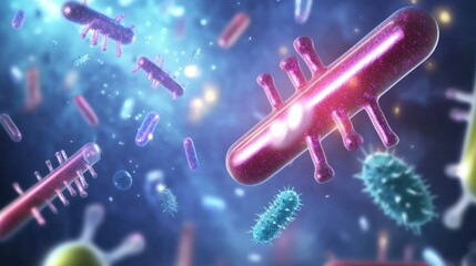 Aufkleber - Visualization of antibodies targeting and neutralizing various pathogens in a dynamic biological environment. Generative AI