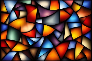 Poster - Abstract Colorful Geometric Pattern in Stained Glass Style