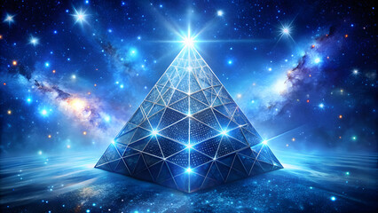 Wall Mural - 3D Light Pyramid with Twinkling Stars. Perfect for: Sacred Geometry Events, Spiritual Workshops, Visionary Art Shows