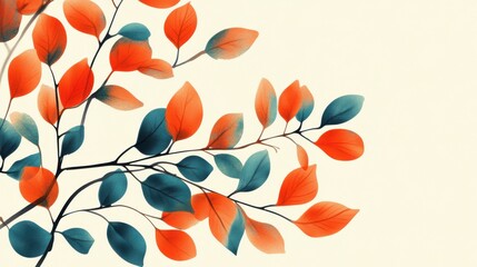 Poster - Vibrant arrangement of colorful branches showcasing striking red and green leaves against a light background