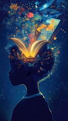 Poster - Surreal illustration of a child's imagination with vibrant elements of creativity and wonder