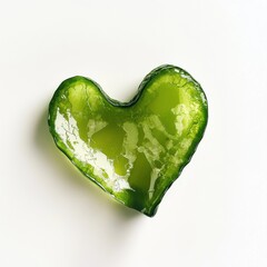 Poster - Fresh green bell pepper slice in heart shape on a clean white background