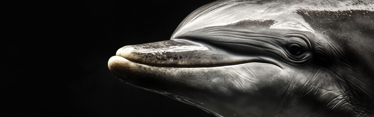 Poster - Close-up of a dolphin calf's face showcasing its playful expression and smooth skin in a natural marine habitat