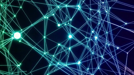 Poster - glowing nodes are connecting with lines, creating a dynamic plexus network that represents data flow