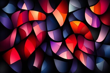 Poster - Abstract Colorful Mosaic Pattern Design with Red, Pink, and Blue Hues