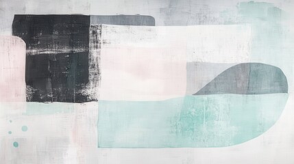 Poster - Minimalist abstract composition featuring soft colors and simple shapes in a modern design