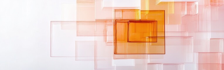 Poster - Minimalist fragmented grids in pastel amber with soft gradient background create a modern artistic composition