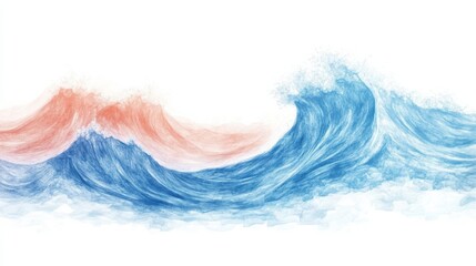 Aufkleber - Elegant and flowing wave silhouette depicted in soft pencil strokes showcasing movement and beauty