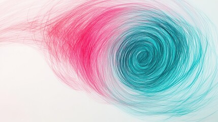 Poster - Elegant pencil strokes create a swirling transition from vibrant pink to soothing teal colors in artistic expression