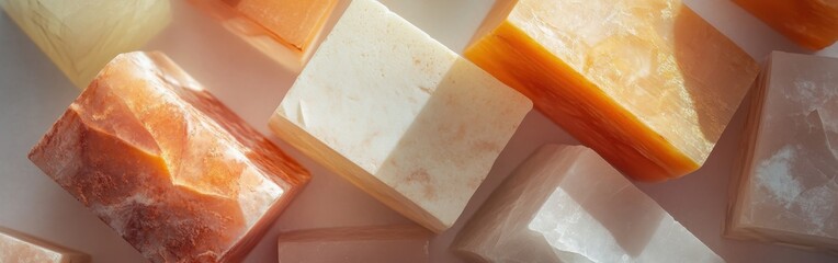 Aufkleber - Elegant pastel amber and coral blocks arranged in a stunning display showcasing natural beauty