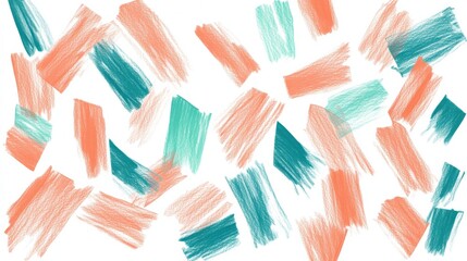 Leinwandbilder - Abstract pencil strokes create a vibrant coral and teal background with dynamic, expressive shapes