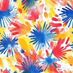 Aufkleber - Vibrant doodle cartoon drawings in watercolor featuring colorful splashes and abstract shapes