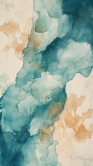 Poster - Soothing aquamarine and sandy hues blending harmoniously in abstract design