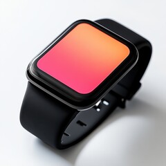 Aufkleber - Sleek black digital wristwatch with vibrant gradient display designed for modern users and stylish functionality