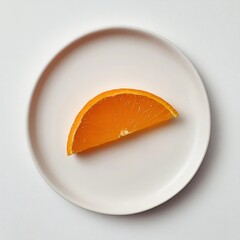 Poster - Bright orange slice resting on a clean, simple plate for a refreshing treat or decoration