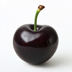 Aufkleber - Fresh dark red cherry with a glossy surface showcasing its rich color and natural appeal