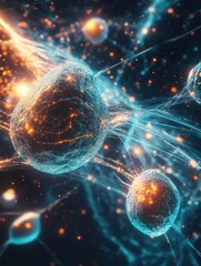 Poster - Visualization of antibodies actively engaging and attacking various pathogens in the human body. Generative AI