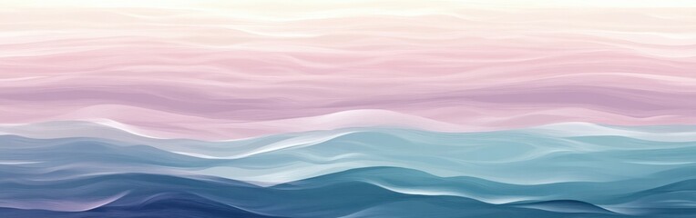 Poster - Serene gradient of aqua and soft lilac hues evokes calmness and tranquility in a smooth flowing pattern
