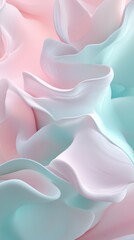 Poster - Pastel-themed abstract pattern showcasing smooth curves and flowing shapes in soft pink and mint green hues for modern decor