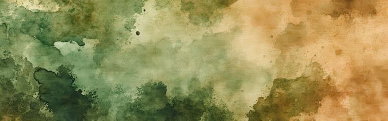 Aufkleber - Nature-inspired watercolor background with soft greens and warm earth tones conveying the beauty of organic landscapes