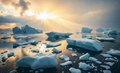 Wall Mural - landscape with ice and snow