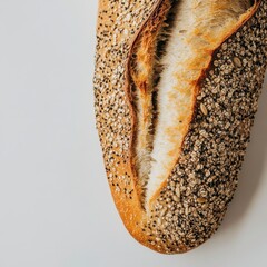Aufkleber - Freshly baked multigrain bread with a crusty exterior and visible seeds on a light background