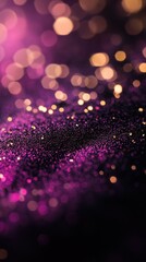 Leinwandbilder - Dramatic background with shimmering purple and golden bokeh effect creating an enchanting atmosphere at night