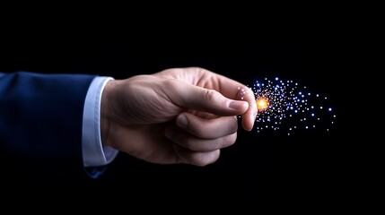 Fototapete - Hand Holding Glowing Light Particle